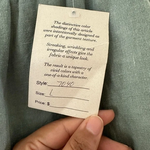 NWT Click Sage Green Linen Elastic Waist Pullon Pants Lagenlook Boho Size Large - Picture 6 of 9